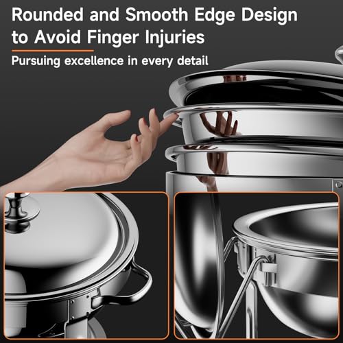 Chafing Dishes for Buffet, 4 Pack 5QT Round Stainless Steel Chafing Dish Set for Home Parties, Christmas Gatherings, Catering Events Complete Buffet Warmer Set (Silver 4) - color: Silver 4