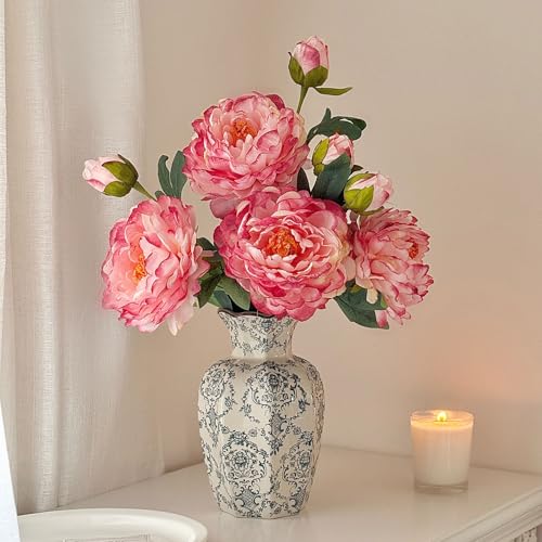 Vintage Chinoiserie Ceramic Vase, Porcelain Decorative Flower Vase for Centerpiece Living Room Table Shelf, Retro Country Decor - color: Retro, size: Large