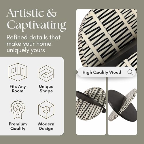Set of 2 Gobiel Resin Orbs – Wood & Resin Decorative Object with Interlocking Geometric Design – Modern Home Decor for Office, Bedroom & Living Room – 7" & 10", Black & White