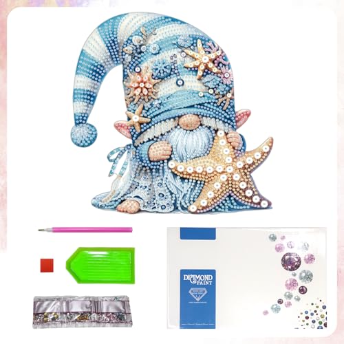 Gnome Tabletop Diamond Art Painting - DIY Diamond Art Kits for Adults Figurines Special Shaped Rhinestone Gem Art Statues, 5D Painting with Diamond Dots Sculpture Ornaments Kits Gifts for Beginner - color: Q010