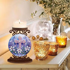 MaiYiYi DIY Religious Cross Diamond Art Painting Candlestick Holders, Flower Cross Diamond Pianting Candle Holder, Special-Shaped Diamond Wooden Candlestick Crafts Ornaments for Home Decor