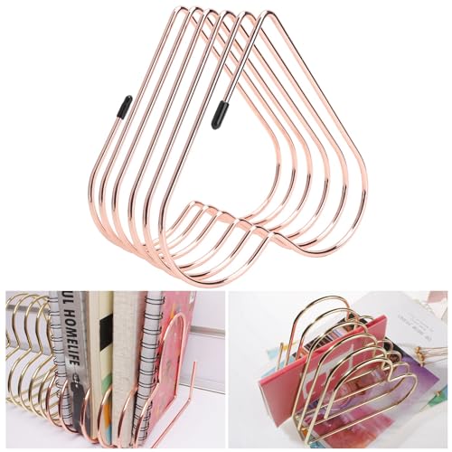 Desktop Storage Rack, Telescopic Book Stand Organizer, Office Supplies Holder, Rose Gold - color: Rose Gold