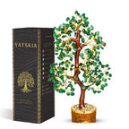 YATSKIA Green Aventurine Gemstone Tree Natural Stone Feng Shui Wire Bonsai Seven Chakra Jewelry Trees of Life Necklace Good Luck Handmade Prosperity Success Stones Gift Home Office Desk Shelves Décor - color: Green Aventurine (Golden Wire)