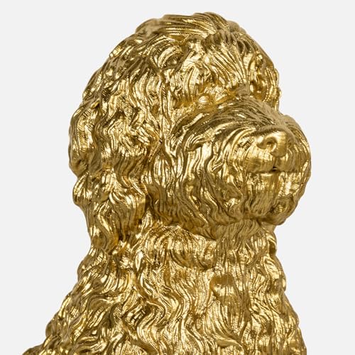 Poodle Decorative Bookends for Shelves, Dog Book Ends for Heavy Books, Toy Poodle Statues Bookends for Heavy Books with Anti-Slip Base Book Holders for Home Office Decor (Gold)