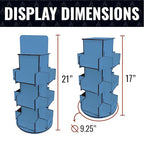 Rotating Display Stand, 3 Tier Wooden Organizer, 4-Sided Display Rack, 360 degree Spinning Multi-Pocket Tabletop Display Stand for Coasters, Stickers, Retail, Showcase, Tradeshow, 17”H, Blue - style: BLUE