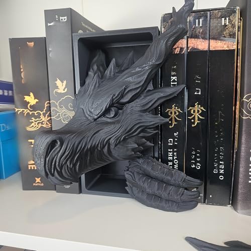 Dragons Awakening Book End – Fantasy Book Nook Insert for Dragon Readers – Unique Home Decor for Bookshelves & Libraries (Head and Tail - Shadow Dragon) - color: Head and Tail - Shadow Dragon