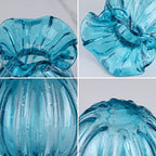 Blown Glass vase, Green Glass vase, Modern Art vase, Wide Mouth vase for Living Room Wedding Table Office centerpieces with Flowers. - color: A1