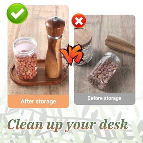 Small Wood Tray, 7.3"x 4" Mini Wooden Serving Tray Bathroom Countertop Organizer Trays Wood Counter Plates for Coffee Tables, Dessert, Snack, Fruit, Vegetable, Decor Restaurant