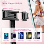 Selfie Stick Tripod with Fill Light, All in One Extendable Selfie Stick with Detachable Wireless Remote, Flexible Phone Tripod Stand Compatible with iPhone/Galaxy, Compact Size & Lightweight - style: Black & With Light