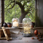 6" & 4" Wide Versatile Modern Metal Hurricane Lantern with Handmade Sturdy Glass Dome in Shabby Black for Pillar Candle & Plants, Industrial, Farmhouse, Shabby Chic (Black Shabby, 4"x7.5" &6.3"x11.2") - color: Black Shabby, size: 4"x7.5" & 6.3"x11.2"