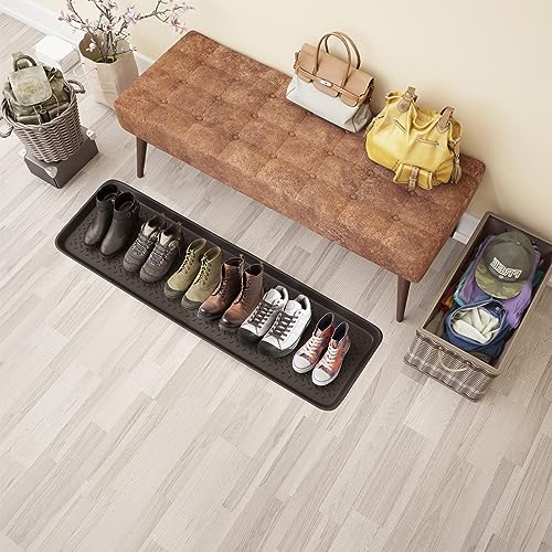 Matace 2 Pack Rubber Extra Large Shoe Tray for Entryway,Long Boot Tray,Slim Boot Mat for Indoor and Outdoor Use,16x55 in, Rectangular (Pack of 2) - size: 55"L x 16"W x 1.2"Th (Pack of 2)