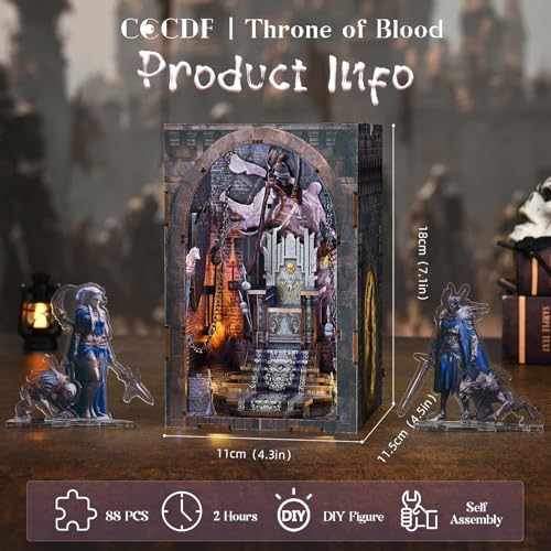 CCCDF Book Nook Kit - DIY Miniature House Dollhouse Kit, Tiny House Booknook Bookshelf for Adults and Teens, Gifts for Family Friends (Throne of Bones) - style: Throne of Bones