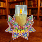 DIY Diamond Art Painting Candlestick Holders 5.71in Mandala Flower Shape Desk Candle Tray Tabletop Ornaments for Wedding Ramadan Party Home Table Centerpiece-Mandala01 - color: Mandala01