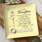 To My Daughter Jewelry Dish, Custom Jewelry Tray for Mothers Day, Daughter Gifts from Mom, Ceramic Ring Dish with Birth Month Flower, 1st Mother's Day Birthday Gifts for Daughters - color: Style 5