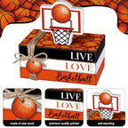 Briwooody 5 Pcs Basketball Decoration Farmhouse Wooden Mini Book Stack Sport Ball Party Table Centerpieces Senior Night Basketball Decor for Locker Room Home Bedroom Office Desk Tiered Tray Shelf - style: Basketball