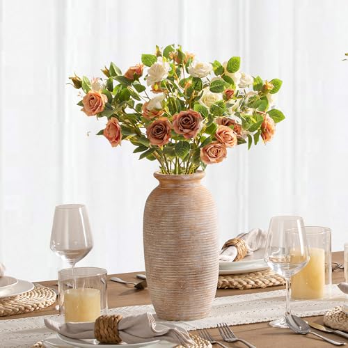 Ceramic Flower Vase, 12.5" Large Rustic Farmhouse Vases Home Decor Tall Pottery Decorative Pampas Vase for Table Living Room Entryway Mantel Bookshelf Bedroom Bathroom Kitchen-Yellow - color: 12.5“ H - Yellow