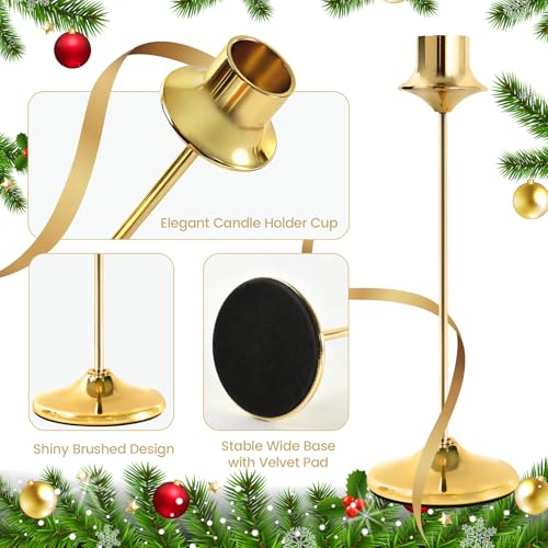 Joyyy Weighted Candlestick Holders Candle Stick Holder for Candlesticks, Vintage Metal Candelabra Candlestick Holders Candle Stand for Holiday Fireplace Party Dining Home Set of 6 (Gold) - color: Gold