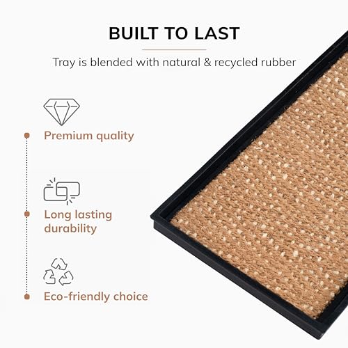 Anji Mountain Heavy Duty Waterproof Rubber Shoe Storage Mat Organizer/Boot Storage Tray Multi Use for Entryway with Coir, Tan and Khaki Insert, Fits 4 Pair (46.5" Wide) - color: Tan and Khaki Insert, size: 46" x 14" x 1.5"