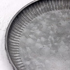 Funerom 9.8 inch Small Round Galvanized Metal Tray Decorative Tray Corrugated Edges - size: 9.8"