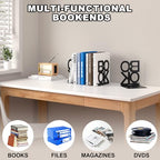 Book Ends, Metal Foldable Bookends for Shelves, Non-Skid Book End to Hold Books, Black Book Stopper/Holder for Office Home Kitchen (Black-6Pair) - color: Black-6pair