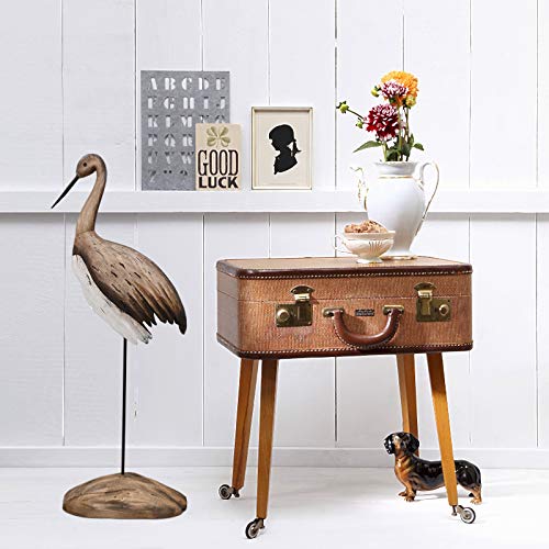 Rustic Wood Crane Nautical Decor, Tabletop Crane Decoration for Home, Beach & Coastal Themed Mediterranean Decor (S&L) - size: Set (Small & Large)