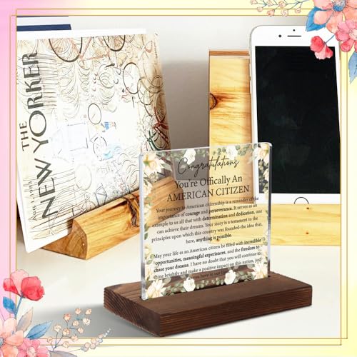 Congratulations American Citizenship Acrylic Plaque, Inspirational U.S. Citizen Gift, Patriotic Keepsake Celebrating New Americans, Floral Home Decor, Citizenship Ceremony Gift Idea,XXD104 - style: U.S. Citizen