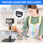 AboveTEK Tablet Stand Holder, Stylish Aluminum iPad Stands, Foldable 360° Swivel Table Stand Holder fits 4-11" Tablets/Smartphones for Kitchen Bedside Office POS Showroom Reception (Black) - color: Black, size: 4"-11"
