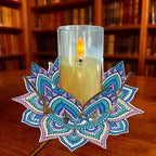 DIY Diamond Art Painting Candlestick Holders 5.71in Mandala Flower Shape Desk Candle Tray Tabletop Ornaments for Wedding Ramadan Party Home Table Centerpiece-Mandala05 - color: Mandala05