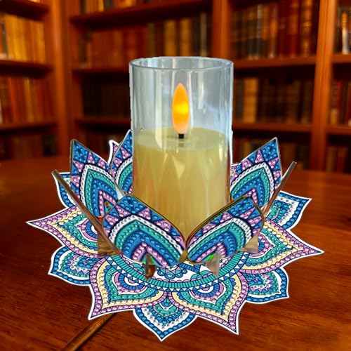 5D DIY Diamond Art Painting PVC Flower Candle Holders Tealight/Tea Light/Votive Candle Holder, for Table Centerpiece Home Décor Party Wedding Dinning-Flower-5 - color: Flower-5