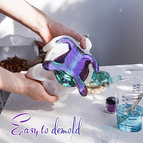 LET'S RESIN Turtle Shape Resin Molds, 3D Animal Silicone Molds for Epoxy Resin, Large Sea Turtle Marine Art Silicone Resin Molds for Craft, Ocean Theme Night Lights, Home Decor