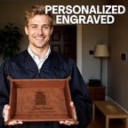 Personalized PU Leather Valet Tray Class of 2026 Graduation Gift with Engraved Name for Men, Boyfriend, Custom Graduation Tray Leather Dresser Organizer for Him & Her, Engraved Catchall Gift - style: Graduation