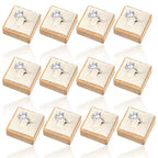 12 Pcs Bamboo Rings Display Stand with Beige Velvet, Jewelry Ring Holder Organizer for Retail Store Window Showcase and Drawer Storage