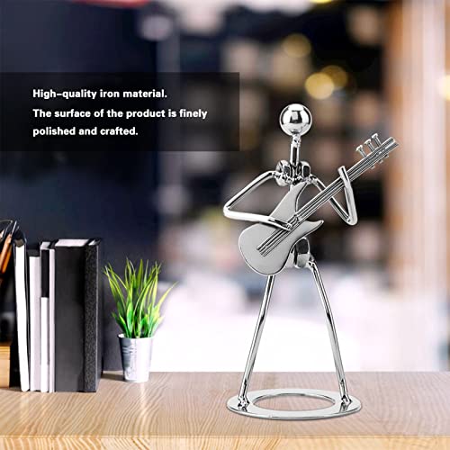 Small Iron Sculpture Metal Musician Player Collectible, Metal Musician Guitar Player Statue, Guitar Collectible Figurine Hand Soldering Home Decor Art Iron Statue Crafts Gifts