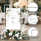 Wedding Sign Holder, Adjustable Welcome to Our Wedding Sign Stand W/Design Bundle & Leather Sign Hanging Straps, Heavy Duty Easel Stand for Sign, Wedding Seating Chart Stand, Easel for Display (White) - color: White