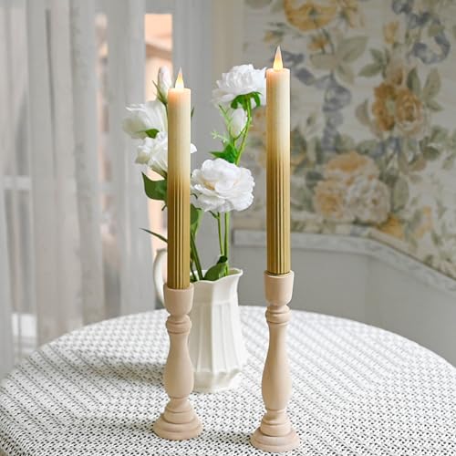 Flameless Taper Candles Flickering with Remote and Timer, 3D Moving Flame Taper Candle Battery Operated to 400 Hours, 9 Inch Window Candles, (Gradient Gold-Vertical Stripes) - color: Gradient Gold-Vertical Stripes