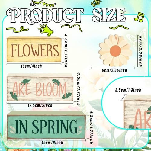 Spring Decoration Wooden Tiered Tray Decor – Daisy Flower Spring Stacked Block Sign – Farmhouse Tabletop Floral Spring Decor for Shelf Mantel Seasonal Home Display - style: Flower