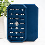 Velvet Ring Organizer Display Tray Jewelry Box Earring Holder Case for Wedding Birthday Christmas Day (Dark Blue) - color: Dark Blue