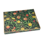 15.8" x 11.8" Black Plastic Serving Tray with Handles, Pomegranate & Lemon Fruit Botanical Pattern with Gold Trim, for Ottoman, Coffee Table, Vanity - color: Pomegranate & Lemon Fruit