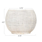 Creative Co-Op Distressed Cream Terracotta Planter with Fluted Texture