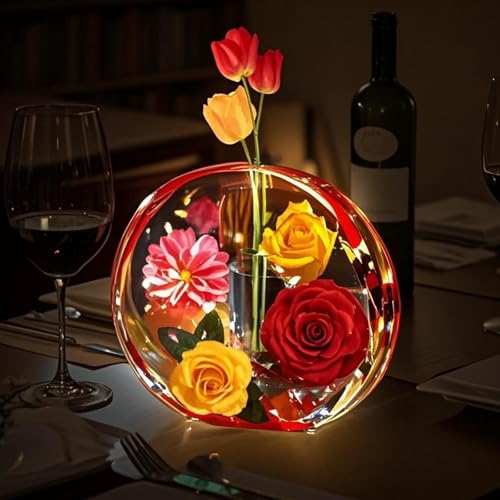 Large Vase Resin Molds, Round Silicone Molds for Epoxy Resin, Deep Resin Mold for Flowers w/3 Test Tubes, 3D Resin Art Molds for Flowers Preservation, DIY Gifts, Wedding Valentine Home Decors - size: Round