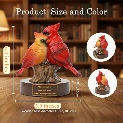 Cardinal Figurine with Engraved Base, Red Cardinal Memorial Sympathy Decorative Statue Gifts for Mother’s Day/Valentines Day/Anniversary Wedding, Cardinal Home Decor for Shelf Desk