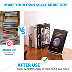 MaxGear Acrylic Bookends - Clear Decorative Heavy Duty Non-Skid Book Stoppers (6 Pieces, Large)