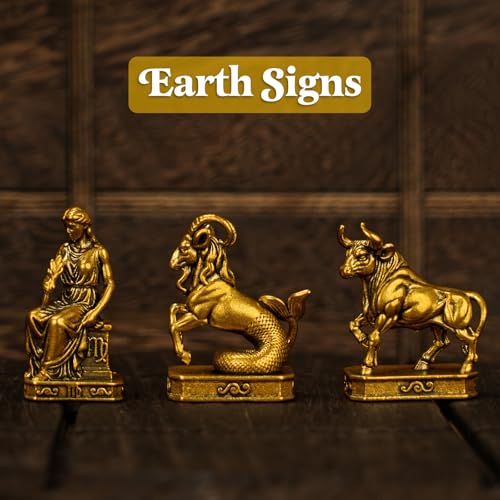 CHOVY Leo – Leo Lion Zodiac Sign Brass Sculpture – 100% Solid Handcrafted Collectible Figurine, Bold Retro Desk Decor for Astrology Enthusiasts - style: Leo