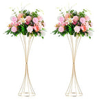 NUPTIO 2 Pcs Gold Vases for Centerpieces, 31.1in Tall Metal Trumpet Vase, Road Lead for Wedding Party Dinner Centerpiece, Flower Stand for Christmas Anniversary Birthday Home Decoration - size: 31.1 inch Tall