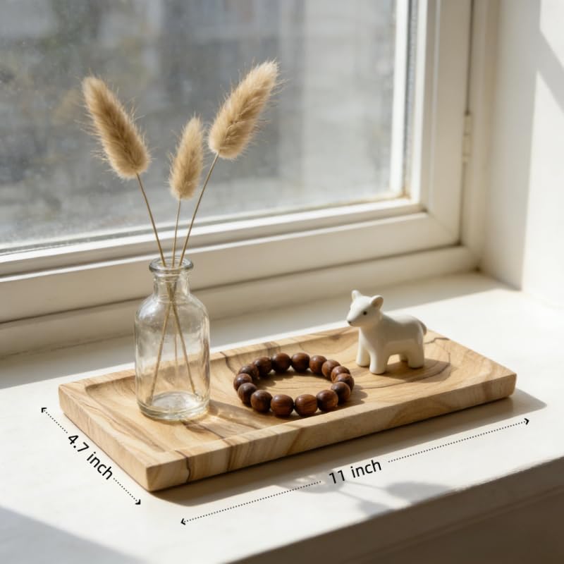 Sandstone Decorative Tray, Small Natural Stone Rectangular Vanity Tray for Dresser & Coffee Table, Minimalist Home Decor Stone Tray