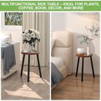 Wood Plant Stands Indoor, 16.7" Tall Plant Stand Outdoor Mid-Century Plant Stool, Single Plant Table Modern Small Round Side/End Table for Living Room, Balcony, Office (Brown) - color: Brown Tray with Black Legs-1Pack