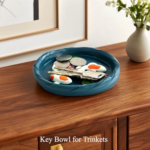 Koi Fish Ring Dish - Resin Jewelry Tray, Jewerly Holder for Women& Engagement Gift, Wedding Ring Holder for Ceremony, Key Bowl for Trinkets, Small Decorative Tray - color: Dark blue