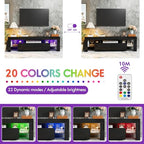 JUMMICO TV Stand, Modern Lighting TV Cabinet Entertainment Center Media and Open Shelf, TV Console Table with 1 Drawer and Remote Control, 20 Color LED Lights up to 70 Inch TV (Black) - color: Black, size: 60 Inches