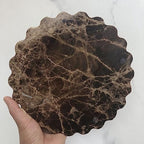 Marble Tray Round Scalloped Tray Small Serving Platter for Counter, Bathroom, Kitchen, Nightstand, Jewelry Ring Dish Holder (Coffee Net) - color: Coffee Net