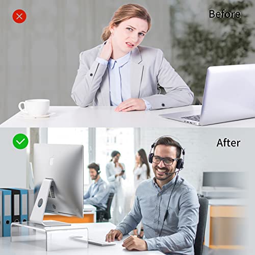 Acrylic Monitor Stand Riser Clear Laptop Stand for Desk Acrylic Monitor Riser for Desk Accessories Aesthetic Laptop Riser Clear Computer Stand White Office Supplies for Women Essentials - style: 15''